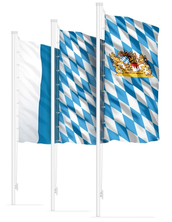 Bayern-Flagge Quer mit Löwen-Wappen (Raute)
